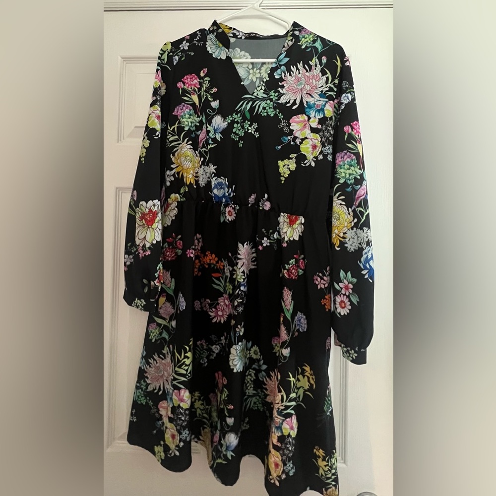 Black Dress with Flowers
